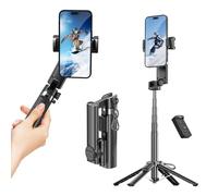 Mesenymm Stabilisateur de cardan pour smartphone avec télécommande, perche à selfie et trépied, interrupteur horizontal/vertical à une touche et rotation automatique à 360°, compatible avec iPhone et
