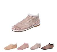 Mesh Ballet Flats for Women with Strap,Ultra Comfortable Shiny Gem Mesh Flats,Shiny Stylish Flats Sparkle Shoes (36,White)