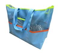 Mesh Beach Bag - Beach Tote Pool Bag | Sacs d'épicerie | Femmes transporteuses de piscine - Sac d'épicerie imperméable pour l'épaule avec serviettes, vêtements, travail de gymnase scolaire, bleu