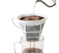 Mesh Coffee Filter, Washable Reusable Basket, 6-8 Cup Cafe Brewing Size, Convenient Handle And Sturdy Mesh Design, Home Cafe Kitchen Feature, Tea Coffee Brewing Accessories Use