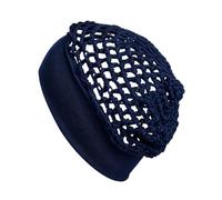 Mesh Crochet Hairnet with Elastic Band for Sleeping Hair Care | Breathable mesh fabric offers lightweight comfort for daily use or night hair protection Bleu Marine