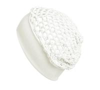 Mesh Crochet Hairnet with Elastic Band for Sleeping Hair Care | Breathable mesh fabric offers lightweight comfort for daily use or night hair protection Blanc