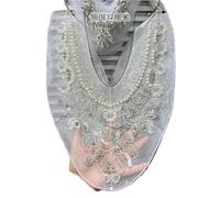 Mesh embroidery beaded sequin flower lace front piece collar hand sewn(Color2)