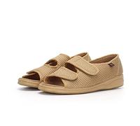 Mesh Eté Pantoufles Plats Scratch Réglable, Chaussures gonflées de diabète plus Grande graisse hommes et femmes sandales blessées déformations de pieds ajustables Hallux Valgus Pantoufles-Kaki_40EU