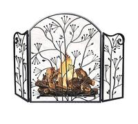 Mesh Fireplace Screen Modern Large Fireplace Screen Black Gold Mesh Fire Guard/Stove Screen for Fireplaces Height 32.7 inch Free Standing Or Wall Fixed Outdoor Metal Decorative Mesh Décor (Black)