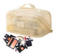 Mesh Makeup Bag | Portable Breathable Pouch with Handle | 9.45x5.12x5.12in Cosmetic Bag | for Women Vacation Skincare Brush Lipstick Toiletries Mirror