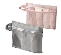 Mesh Organizer Tote, Portable Toiletry Bag, Quick Dry Travel Pouch, 9.84x7.09 inches Multi Compartment Storage, Lightweight Carry Organizer, for Camping, Dorm, Beach, Business Trips