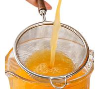 Mesh Strainer - Strainers For Kitchen | Stainless Steel Reusable Handheld Sifter Skimmer With Wood Handle, Walnut For Cooking, Brewing, Frying, Loose Tea, Rice Washing & Juicing