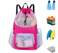 Mesh Swim Bag | Quick Dry Large Capacity Outdoor Sports Storage Backpack | Outdoor Sports Backpack Lightweight Beach Bag Mesh Backpack For Travel Summer Vacation Pool Gym Camping Toys Ball Toiletry