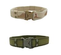 MESHIKAIER Ceinture Homme en Toile Militaire Tactique Réglable et Sportive Avec Boucle Plastique (Vert d'Aimer+Kaki)