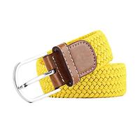 MESHIKAIER Couleur Pure Unisexe Ceinture en Tresse Ceinture Élastique et Extensible Ceinture Tressé avec Boucle en PU Cuir (Jaune)