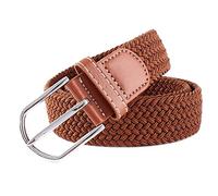 MESHIKAIER Couleur Pure Unisexe Ceinture en Tresse Ceinture Élastique et Extensible Ceinture Tressé avec Boucle en PU Cuir (Brun)