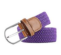 MESHIKAIER Couleur Pure Unisexe Ceinture en Tresse Ceinture Élastique et Extensible Ceinture Tressé avec Boucle en PU Cuir (Violet)