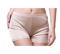 MESHIKAIER Elegant Boxer Culottle Femme en 100% Soie Slip sans Couture et Bien Élastique Parfait pour 4 Saisons (Beige, L)