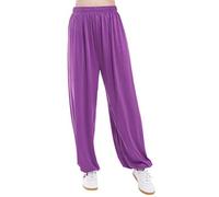 MESHIKAIER Grande Taille Super Doux Sarouel Pantalon Femme en Modal pour Yoga, Harem Bouffant, Sport, Jogging, Danse - Élastique et Extensible (3XL, Violet)