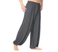 MESHIKAIER Grande Taille Super Doux Sarouel Pantalon Femme en Modal pour Yoga, Harem, Sport, Jogging, Danse - Élastique et Extensible (L, Gris Fondé)