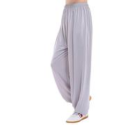 MESHIKAIER Grande Taille Super Doux Sarouel Pantalon Femme en Modal Pantalon Yoga Pantalon Harem Pantalon Bouffant pour Sport Jogging DanseÉlastique et Extensible (XXL, Gris Clair)
