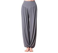 MESHIKAIER Super Doux Sarouel Pantalon Femme en Modal Pantalon Yoga Pantalon Harem Pantalon Bouffant pour Sport Jogging DanseÉlastique et Extensible (Taille XXL, Gris fondé)