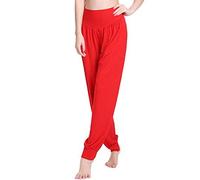 MESHIKAIER Super Doux Sarouel Pantalon Femme en Modal Pantalon Yoga Pantalon Harem Pantalon Bouffant pour Sport Jogging Danse Élastique et Extensible (3XL, Rouge)