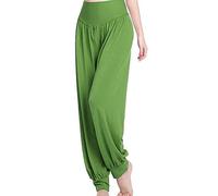 MESHIKAIER Super Doux Sarouel Pantalon Femme en Modal Pantalon Yoga Pantalon Harem Pantalon Bouffant pour Sport Jogging Danse Élastique et Extensible (L, Vert Clair)