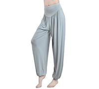 MESHIKAIER Super Doux Sarouel Pantalon Femme en Modal pour Yoga, Harem, Sport, Jogging, Danse - Élastique et Extensible (Taille S, Gris Clair)
