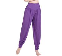 MESHIKAIER Super Doux Sarouel Pantalon Femme en Modal Pantalon Yoga Pantalon Harem Pantalon Bouffant pour Sport Jogging Danse Élastique et Extensible (XL, Violet)