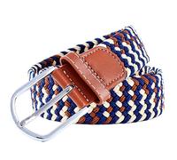 MESHIKAIER Unisexe Ceinture en Tresse Ceinture Élastique et Extensible Ceinture Tressé avec Boucle en PU Cuir (Beige Café Bleu)