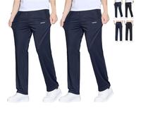 Meshirons - Pantalon décontracté en maille de soie glacée pour homme de plus de 55 ans, Bleu marine + bleu marine, XL