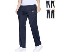 Meshirons - Pantalon décontracté en maille de soie glacée pour homme de plus de 55 ans, bleu marine, L