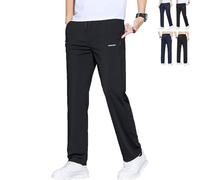 Meshirons - Pantalon décontracté en maille de soie glacée pour homme de plus de 55 ans, Noir , 4XL