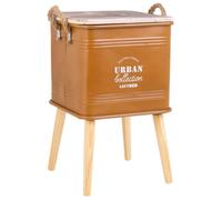 Mesita Caja De Metal, Tapa Y Patas De Madera Y Asas De Cuerda Impresa