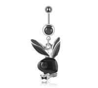 MESKEL 1pc Nombril Anneaux Lapin Nombril Anneaux Lapin Ventre Anneaux pour Femmes Pierre gemme Rose Bleu Lapin Faux Ventre Piercing Broche