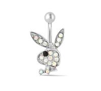 MESKEL 1pc nombril anneaux lapin nombril anneaux lapin ventre anneaux pour femmes pierre gemme rose bleu lapin faux ventre Piercing broche