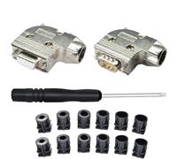 Meskliu Connecteur de dérivation DB9, connecteur à souder DB9, adaptateurs série RS232 D-SUB mâle et femelle, module de soudure à 9 broches, capot en métal à angle de 90 degrés avec étui, boulons