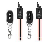 Meskliu Interrupteur sans fil 12V,2 Mini Relais radiocommandé Avec télécommande,DC12V/24V/48V 10A Commutateur a Distancesans fil,longue portée de 100m,Pour porte de garage,LED,store,lampe