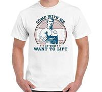Mesn Short Sleeve T Shirt As Worn by Arnold Schwarzenegger Come with Me If You Want to Lift Men Funny T Shirt White L