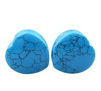 Mesnt 2Pcs Ecarteur Oreilles 10mm, Pierre de Coeur Bleue Oreille Expander Piercing en Pierre, Bleu