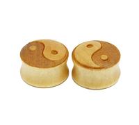 Mesnt 2Pcs Tunnel 12mm Bois, avec Motif Yin Yang Tunnel Expansion Oreille Dilatation Piercing, Marron