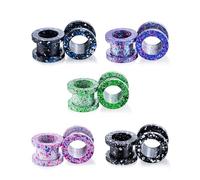 Mesnt 5 Paire Ecarteur Oreilles en INOX Motif tacheté Plugs Tunnels étirement Extenseur Piercing Bijoux pour Femmes Hommes (Coloré, 10mm)