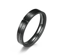 Mesnt Alliance Mariage, Bague Groove Bands avec Cubic Zirconia pour Lui Love Never Falls, Bague Acier Inoxydable Noir pour Homme Garçon Taille 59