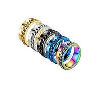 Mesnt Anneau D'Anxiété, Anneau D'Anxiété de 8 Mm avec Chaîne de Motard Rotative Et Chiffres Romains Ensemble de 5 Couleurs Taille 54