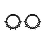 Mesnt Anneau de Nez Acier Inoxydable, 2pcs 16G Anneaux de nez percés avec cône, Style 2-Noir, 1.2x8mm
