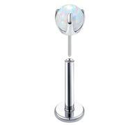 Mesnt Anneau Piercing Titane, 1pcs 18G Clous de nez percés sans filetage Rond avec opale, Opale argentée colorée, 1.0x10x4mm