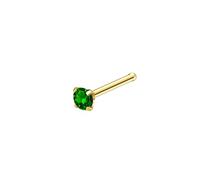 Mesnt Anneau Piercing Tragus, 1pcs 20G Clous de nez percés droits Rond avec zircone cubique en Acier inoxydable, Vert doré, 0.8x7x3mm