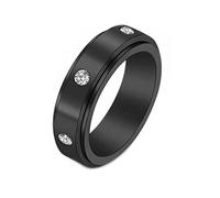 Mesnt Bague Acier, Anneau Fidget Spinner Anti-Stress en Zircone Cubique Noir Taille 64