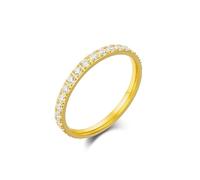 Mesnt Bague Acier, Femme Anneaux d’éternité de 2mm pour Elle avec zirconie cubique, Or, Taille 51.5