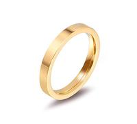 Mesnt Bague Acier Inoxydable, Anneau Plat Poli 3MM en Acier Inoxydable pour Homme Or, Taille 59