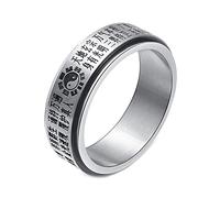 Mesnt Bague Acier Inoxydable Femme, Anneau de Bandes de Spinner Chinois Mantra Yin Yang Tai Chi Argent Or Taille 59