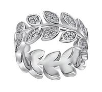 Mesnt Bague Argent Femme, Bague 925 Argent Branche foliaire avec Cubic Zircone Bague Argent Bandeau Argent Taille 22