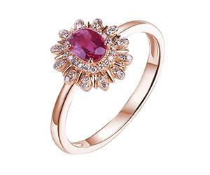 Mesnt Bague de fiançailles pour femme, en or rose 18 carats, motif fleur, avec ru t diamant de 0,63 ct (ajustez la taille de la bague), Klein, Ru iamant